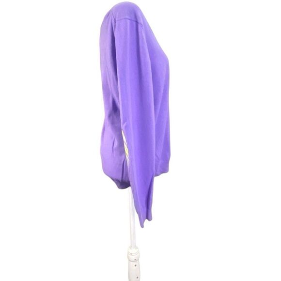 Women’s IZOD Golf Sweater Large Purple V Neck Preppy Long Sleeve Patch Elbows - Picture 4 of 8
